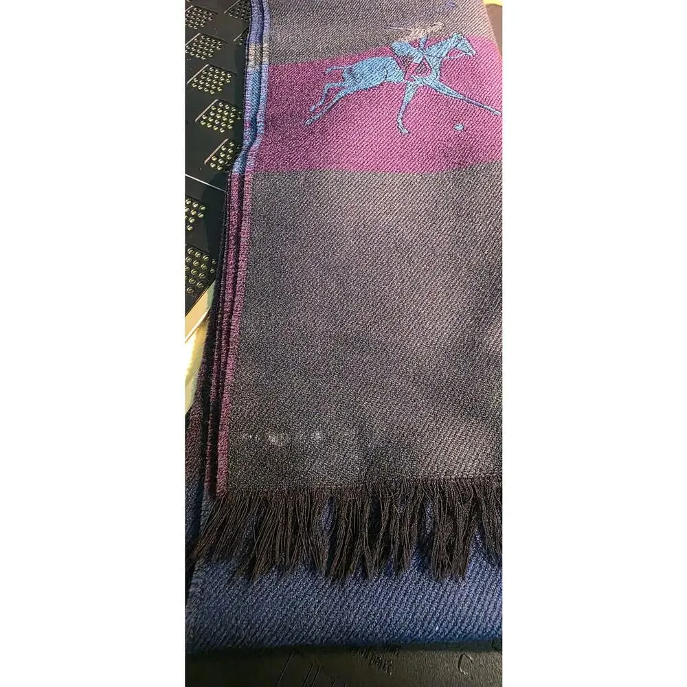 Plaid New Wool Horse Fringe Scarf Made in Germany 66